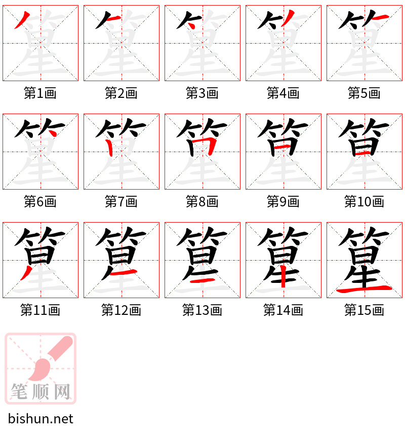 篂 笔顺规范