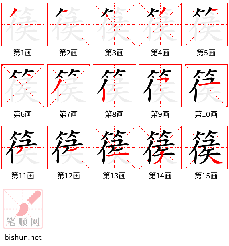 篌 笔顺规范