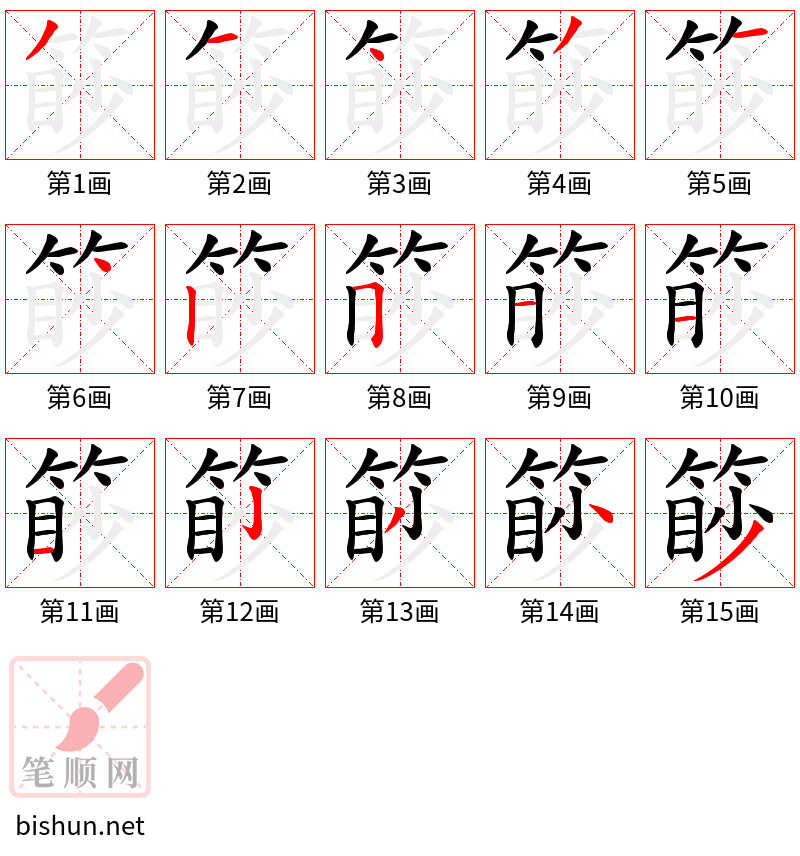 篎 笔顺规范