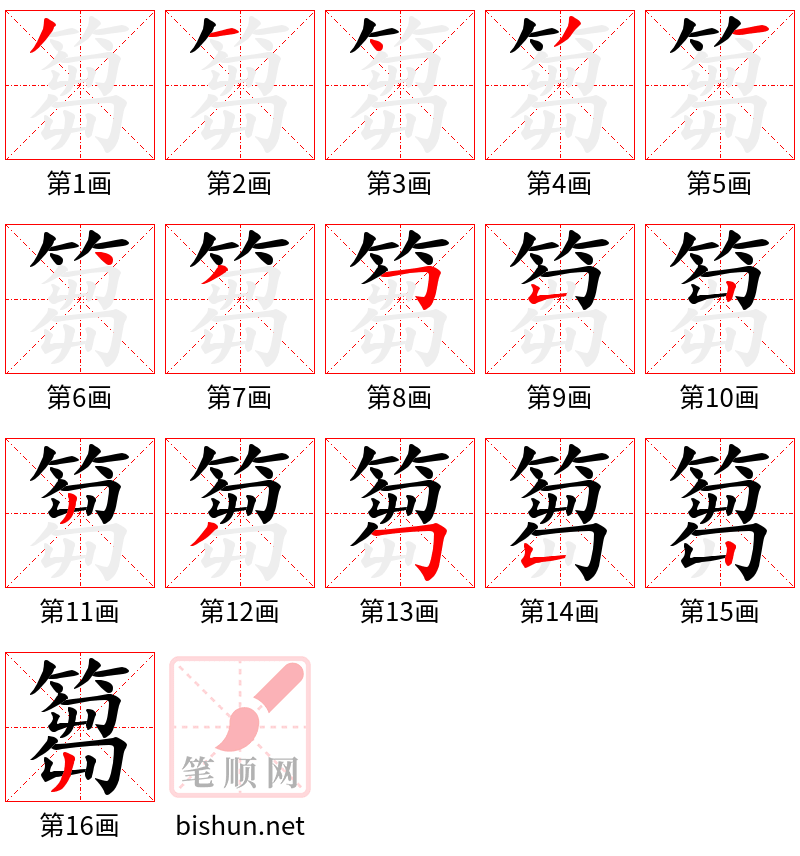 篘 笔顺规范