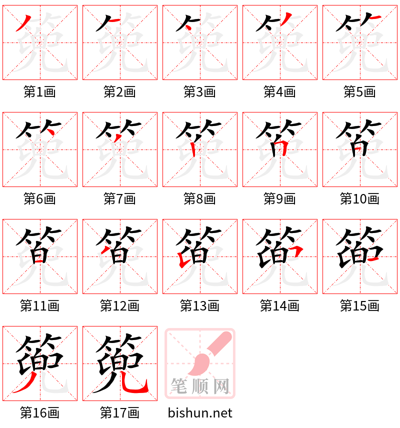 篼 笔顺规范