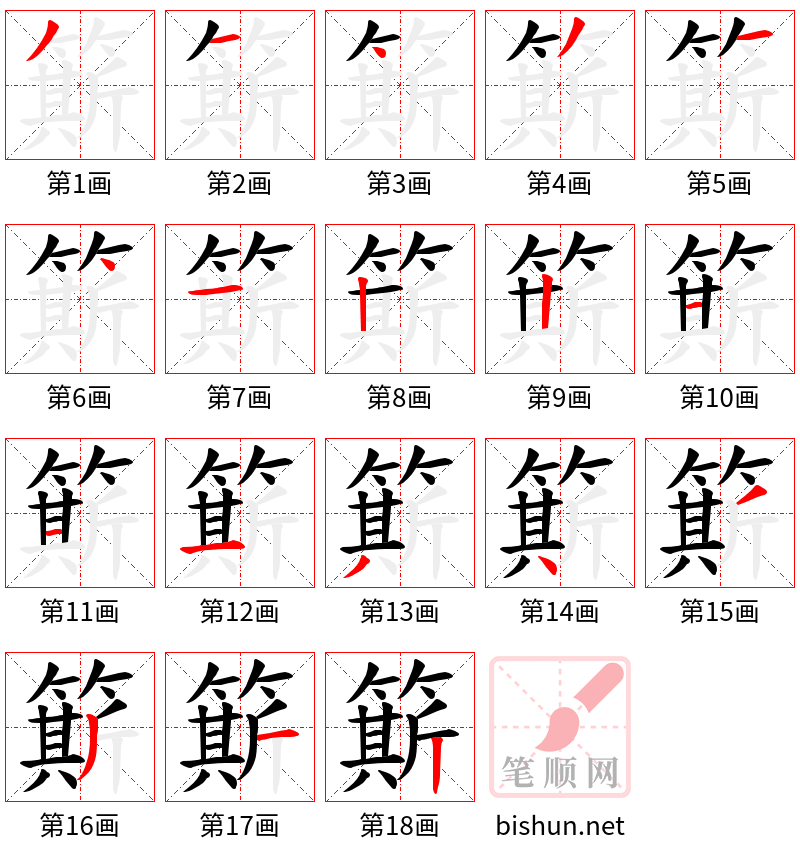 簛 笔顺规范