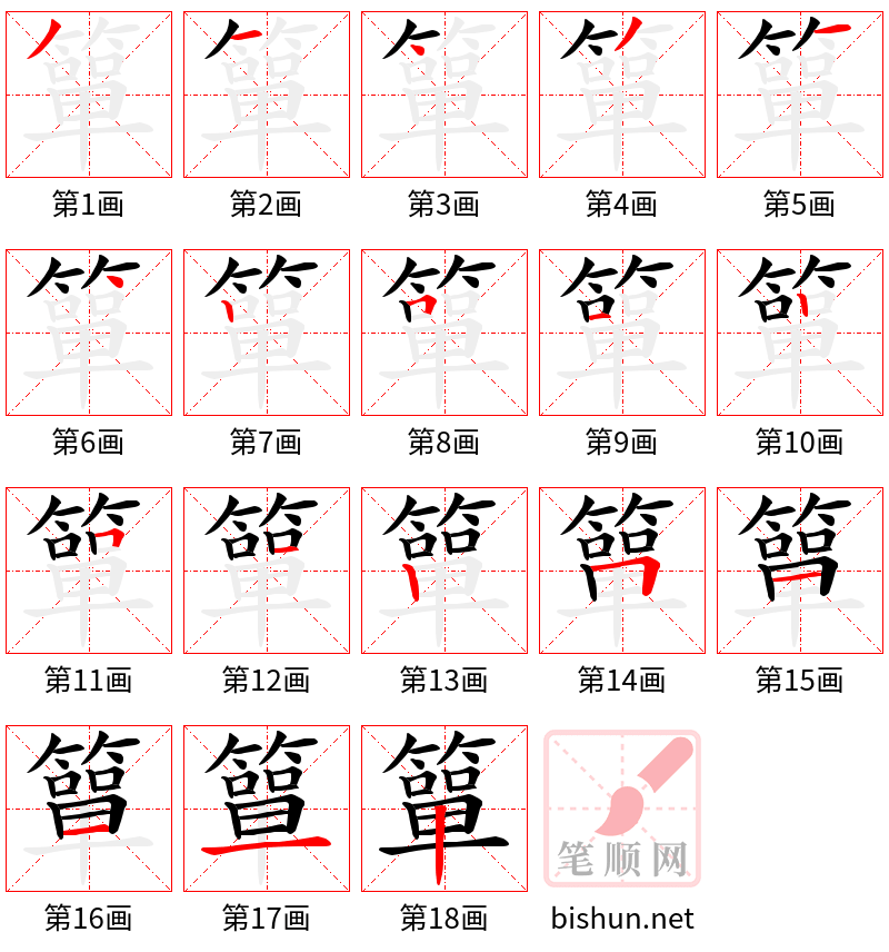 簞 笔顺规范