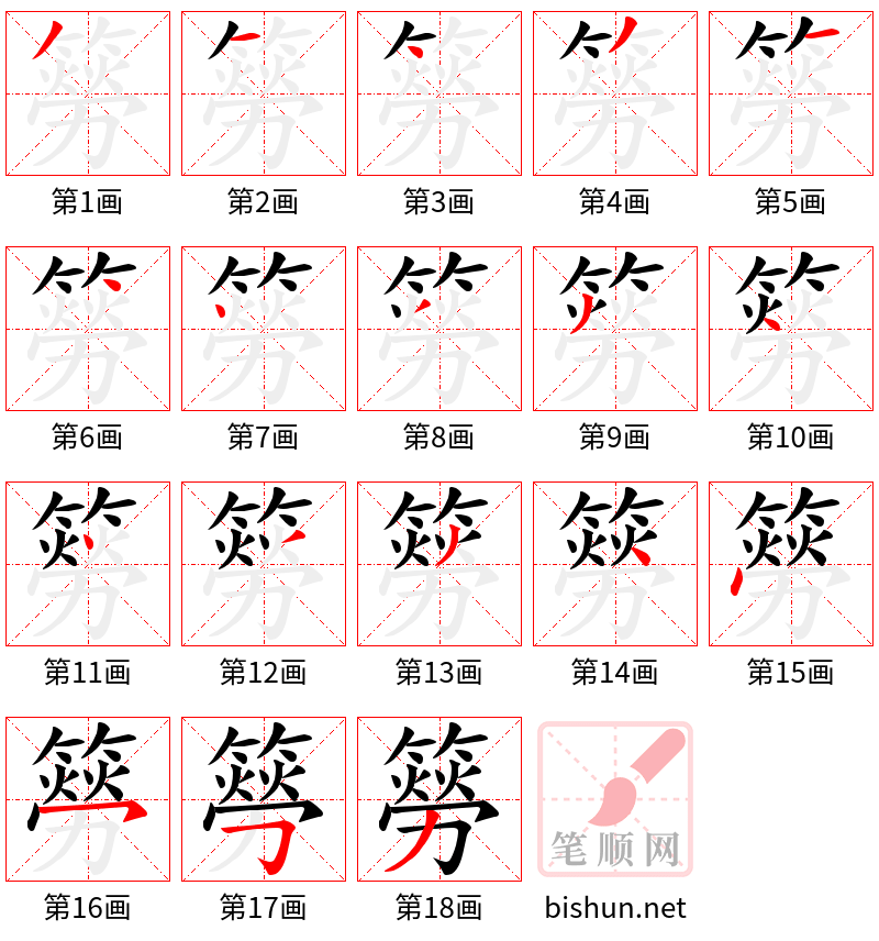 簩 笔顺规范