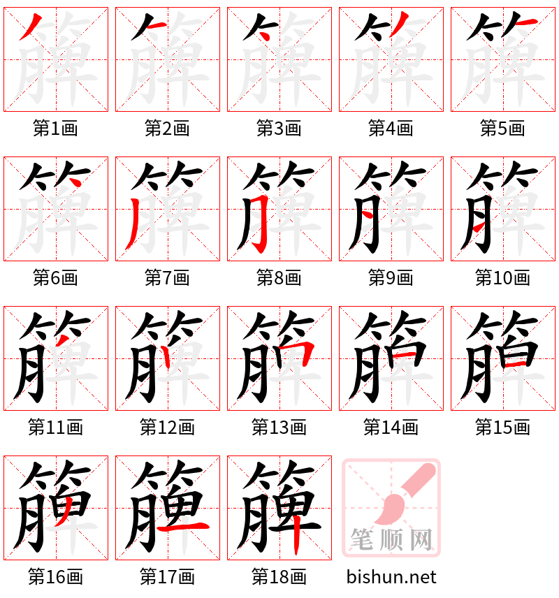 簲 笔顺规范