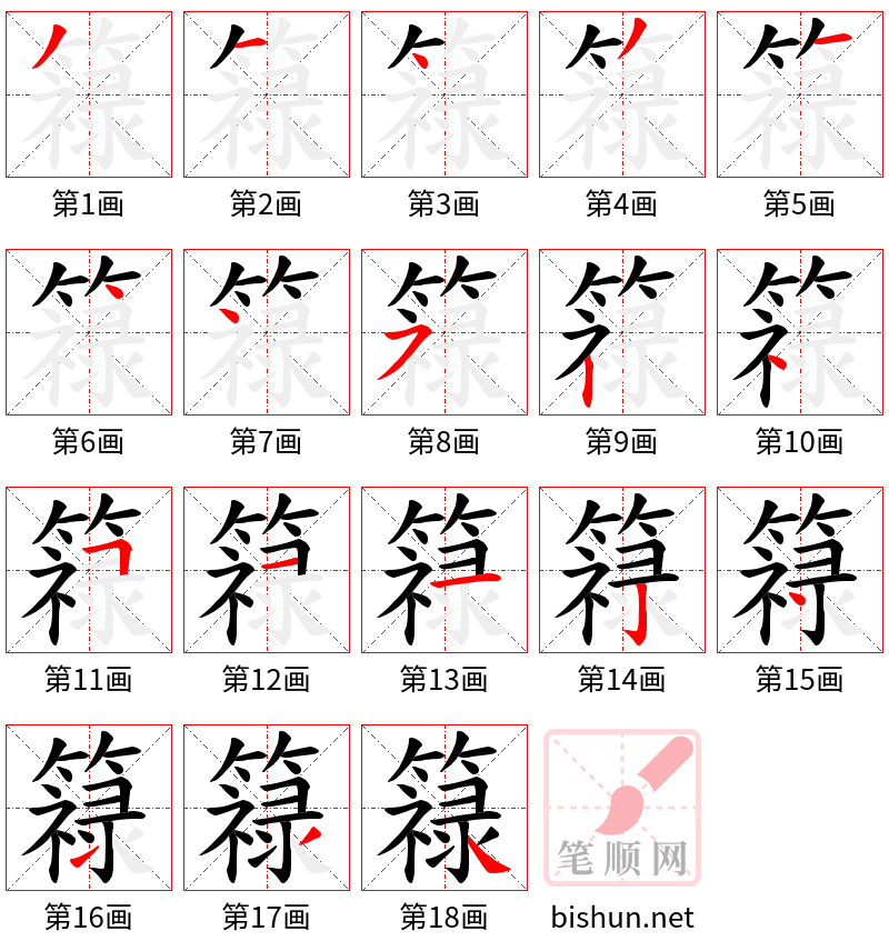 簶 笔顺规范