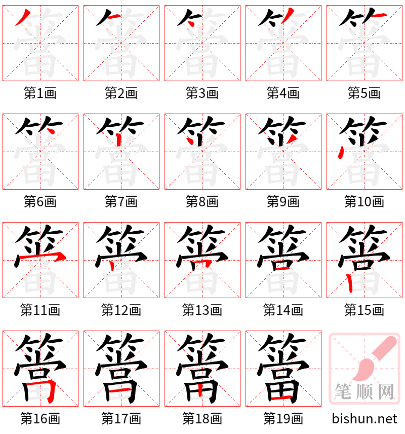 簹 笔顺规范