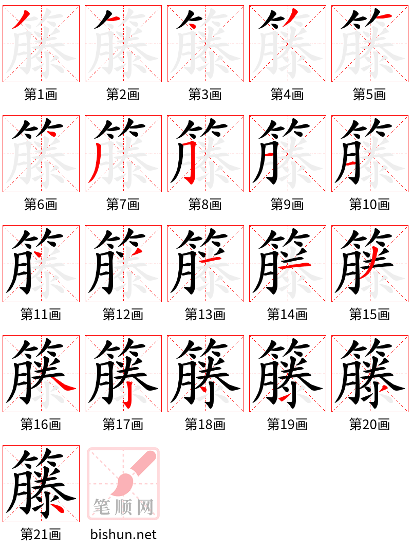 籐 笔顺规范