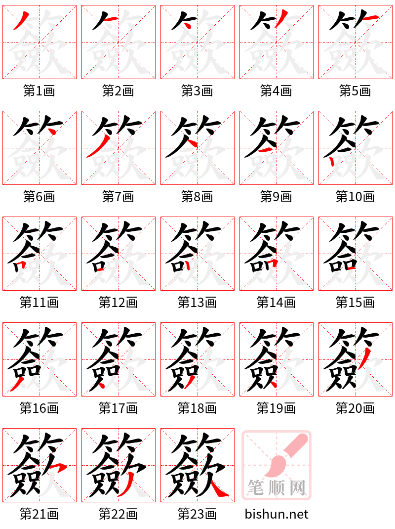 籨 笔顺规范