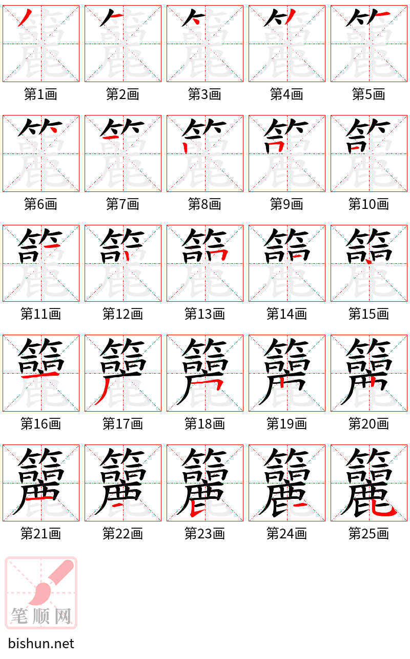 籭 笔顺规范