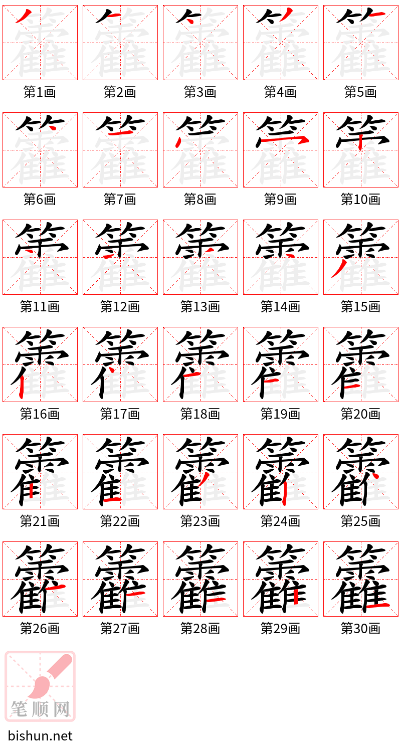 籱 笔顺规范