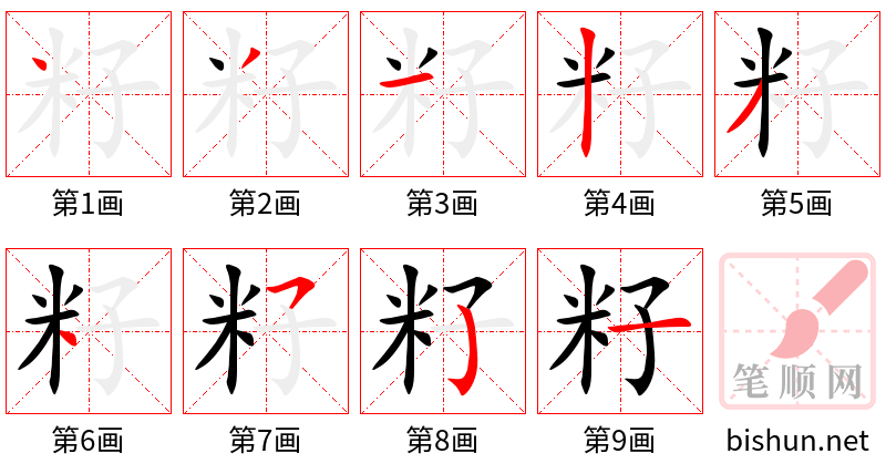 籽 笔顺规范