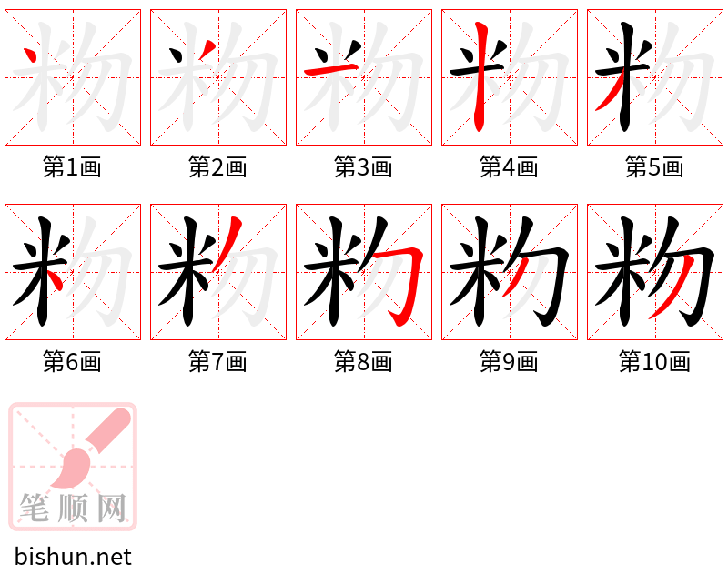 粅 笔顺规范