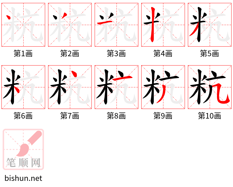 粇 笔顺规范