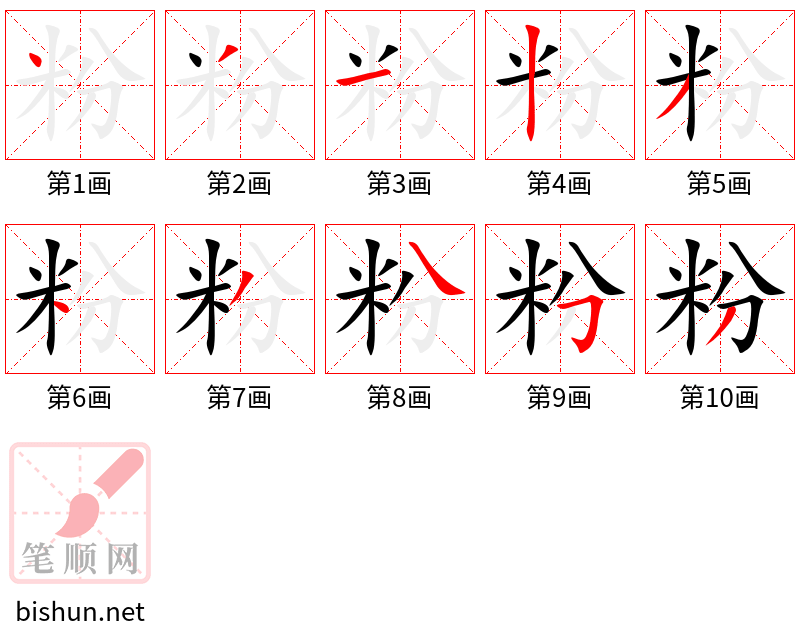 粉 笔顺规范