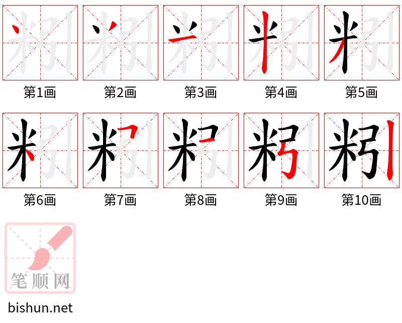 粌 笔顺规范