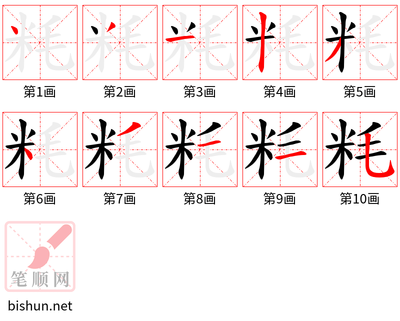 粍 笔顺规范