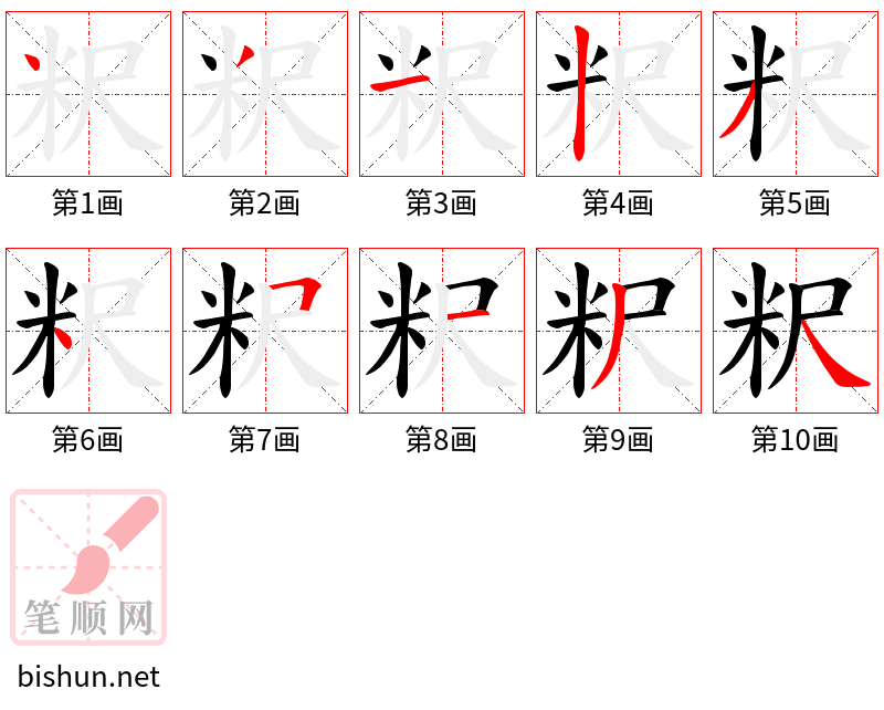 粎 笔顺规范