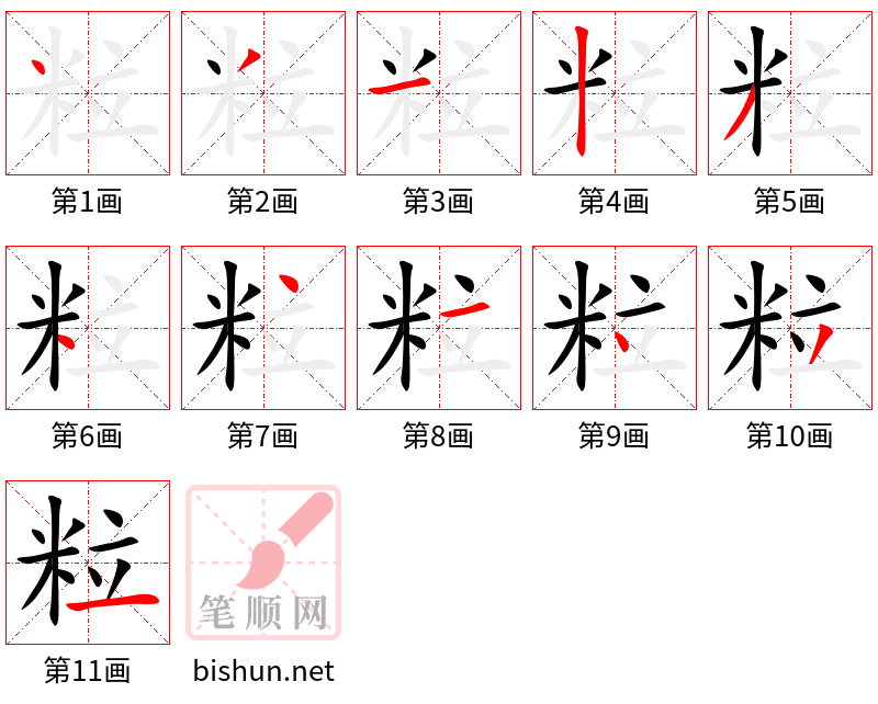 粒 笔顺规范