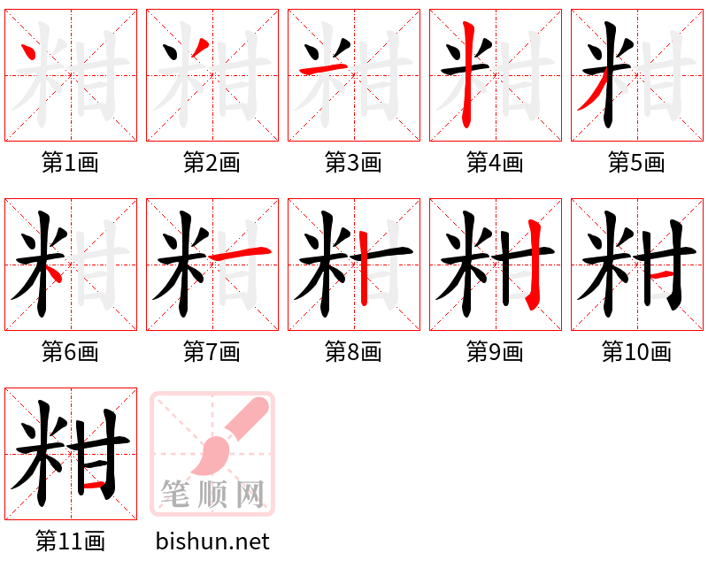 粓 笔顺规范