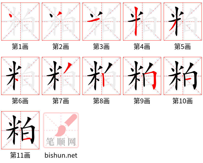 粕 笔顺规范