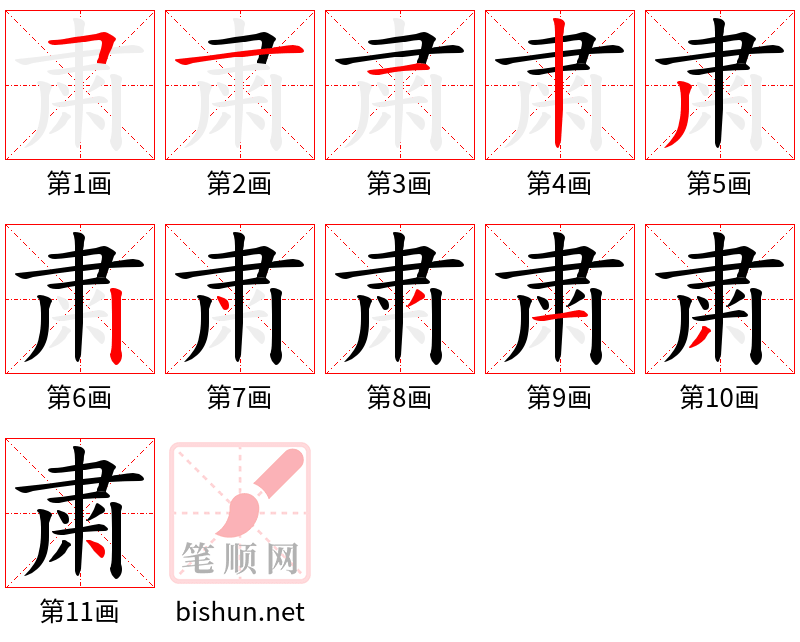 粛 笔顺规范