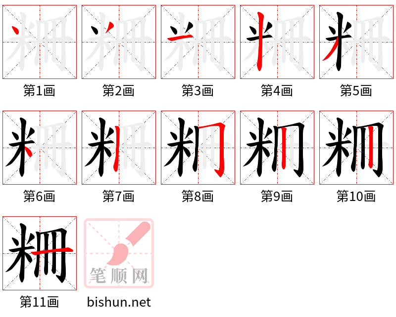 粣 笔顺规范