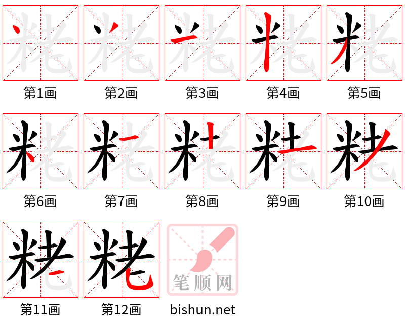 粩 笔顺规范