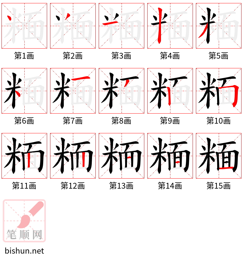 糆 笔顺规范