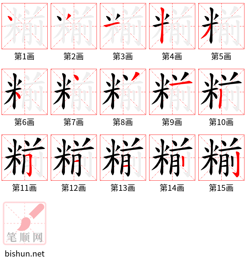 糋 笔顺规范