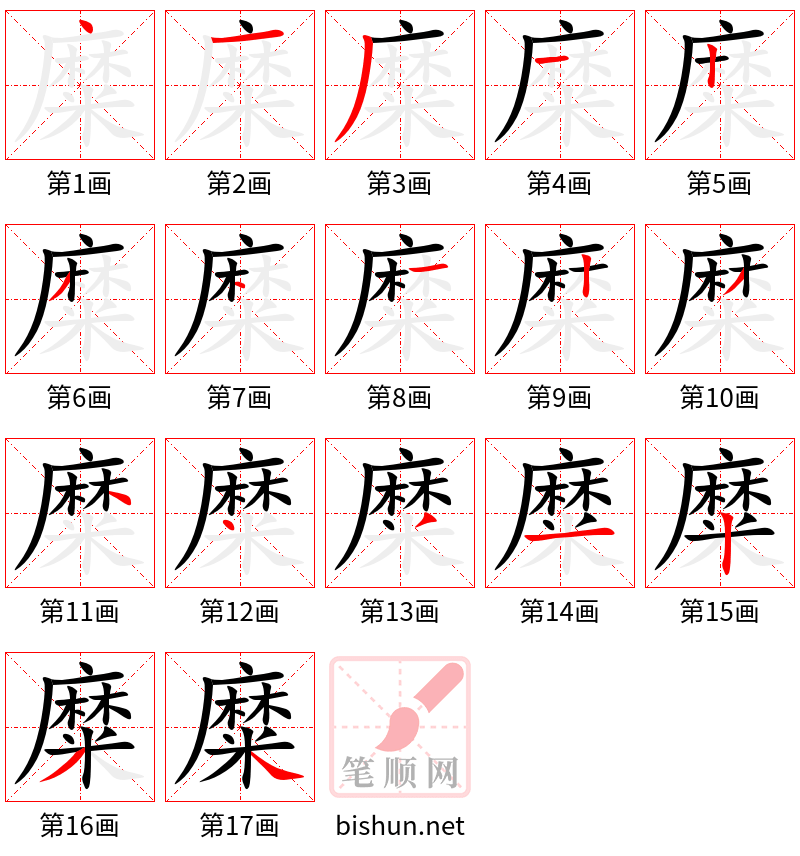 糜 笔顺规范