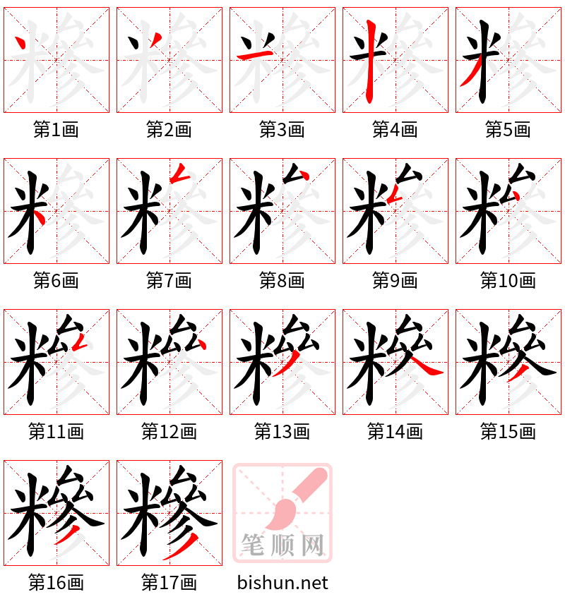 糝 笔顺规范