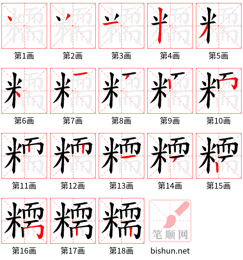 糥 笔顺规范