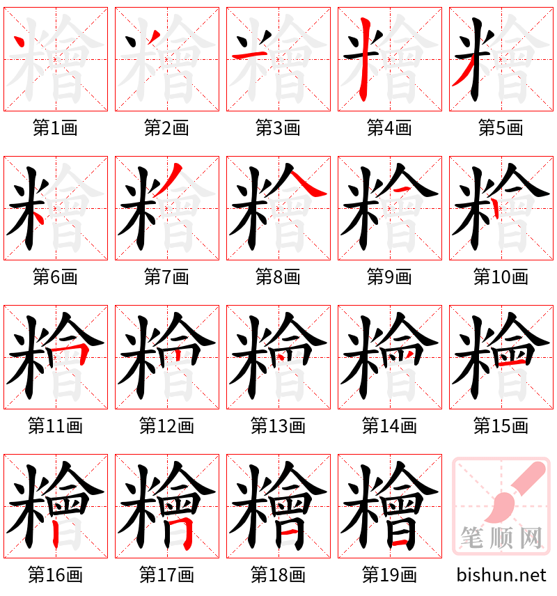 糩 笔顺规范