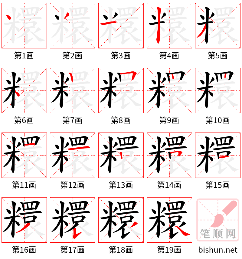 糫 笔顺规范