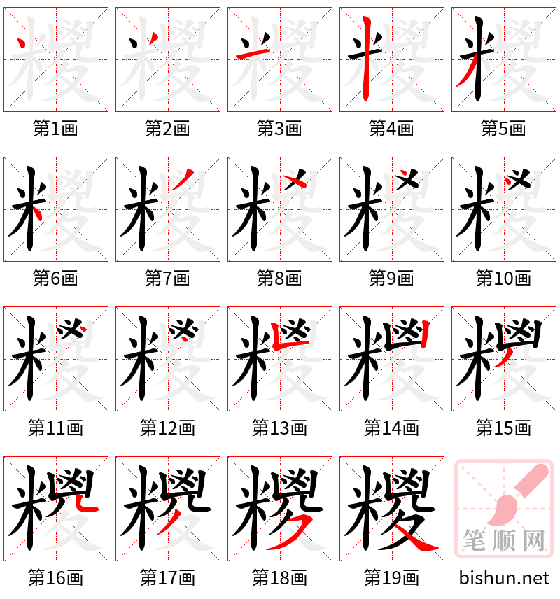 糭 笔顺规范