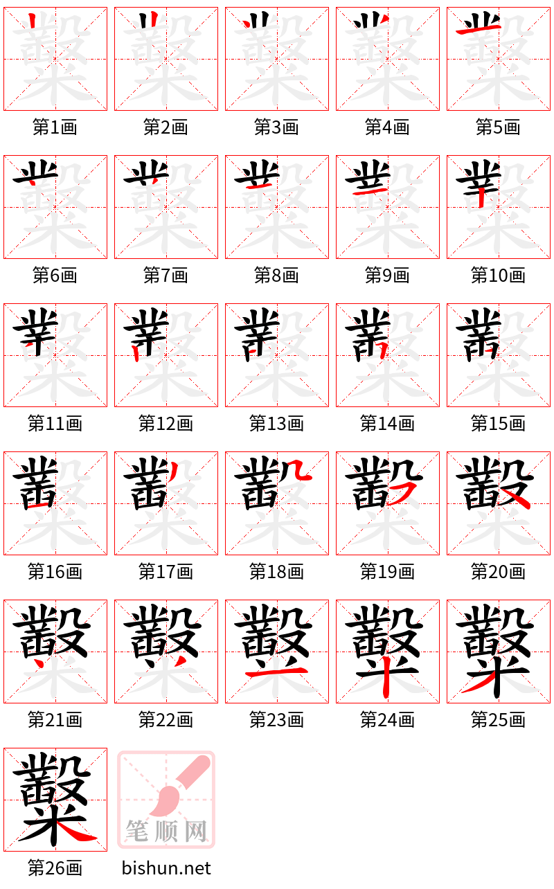 糳 笔顺规范