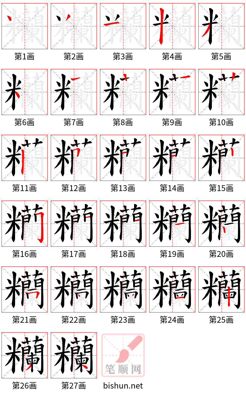 糷 笔顺规范