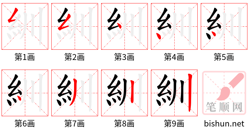 紃 笔顺规范