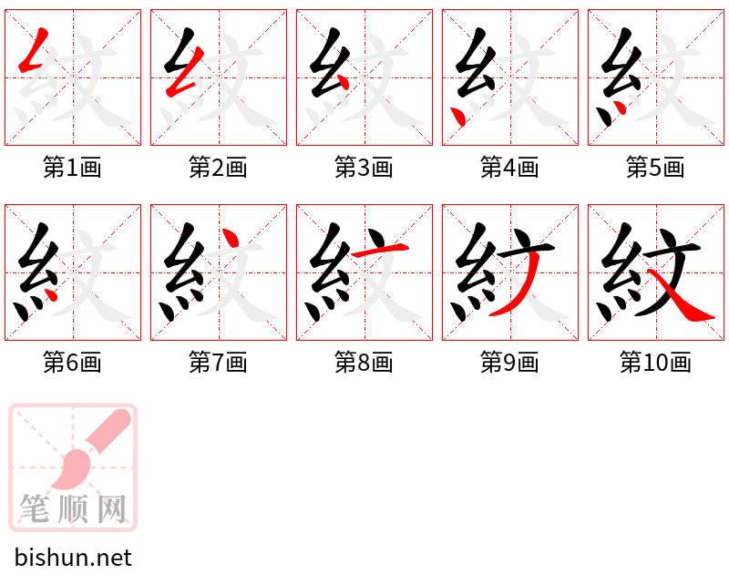 紋 笔顺规范