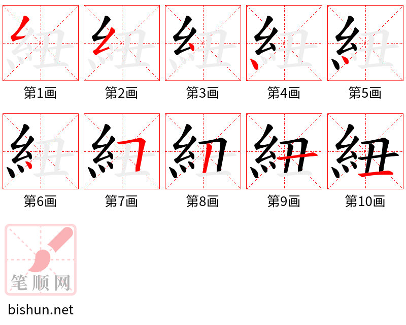 紐 笔顺规范