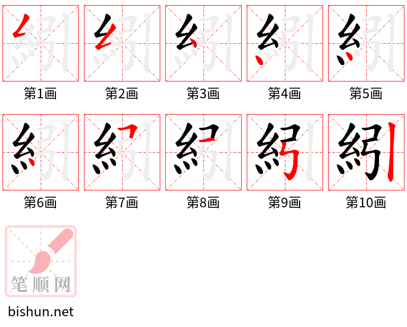 紖 笔顺规范