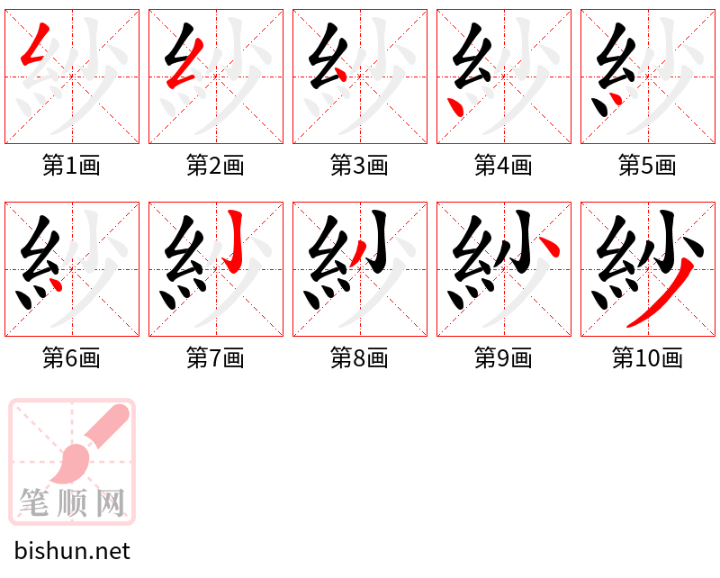 紗 笔顺规范