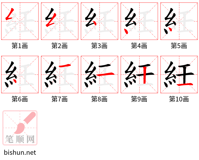 紝 笔顺规范