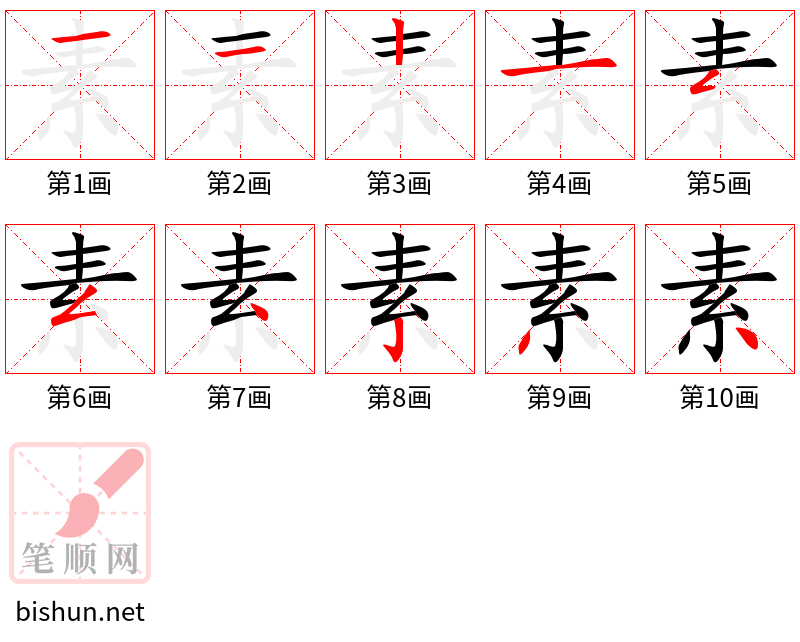 素 笔顺规范