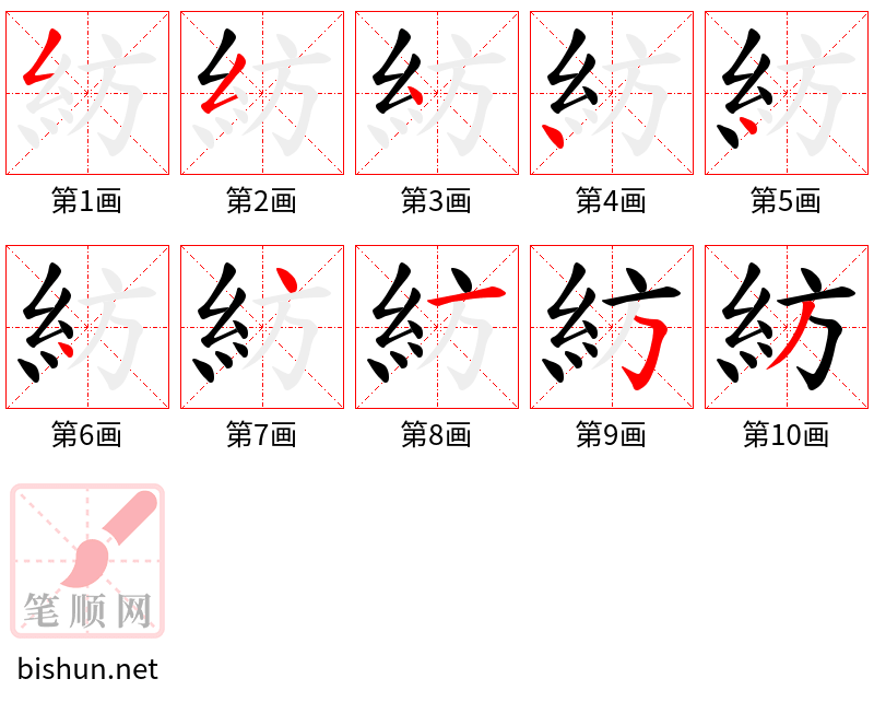 紡 笔顺规范