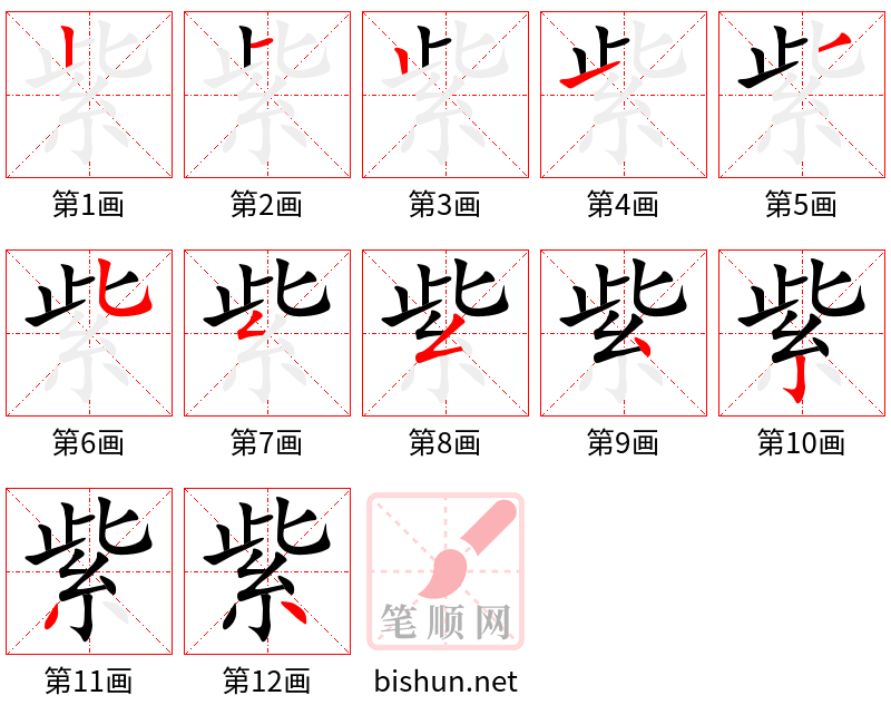 紫 笔顺规范