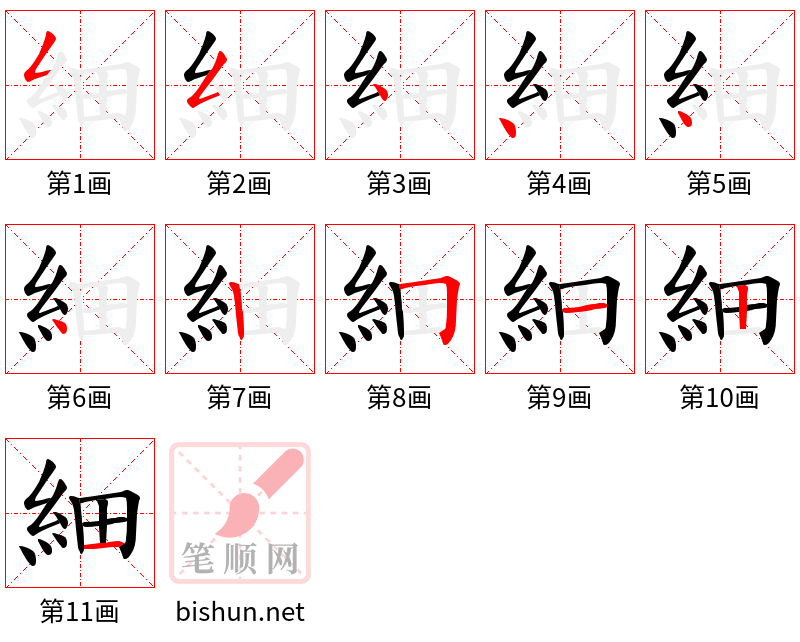 細 笔顺规范