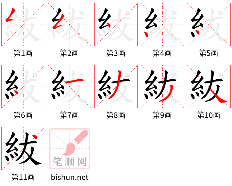 紱 笔顺规范