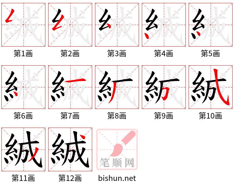 絾 笔顺规范